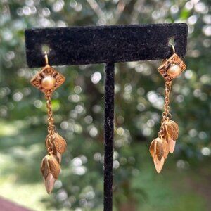 DAMASCENE Spain Pearl Drop Dangle EARRINGS